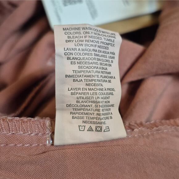 Thread & Supply Tencel Wide Leg Pants Pockets Womens Medium Brick Dust Tall - Picture 9 of 10